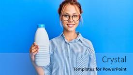  Presentation with milk - PPT layouts featuring young-redhead-woman-holding-liter background and a light blue colored foreground