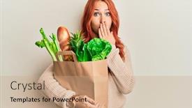  Presentation with woman covering man mouth hand - Beautiful slide deck featuring young-redhead-woman-holding-paper backdrop and a coral colored foreground
