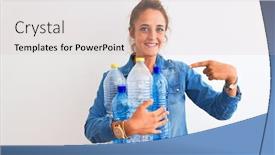  Presentation with recycle plastic - PPT layouts consisting of young-redhead-woman-holding-plastic background and a soft green colored foreground