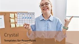  Presentation with travel - PPT theme enhanced with young-redhead-woman-holding-travel background and a coral colored foreground