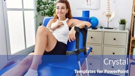  Presentation with rehabilitation - Presentation theme featuring young-redhead-woman-lying background and a  colored foreground
