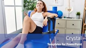  Presentation with rehabilitation - Slide deck enhanced with young-redhead-woman-lying background and a ocean colored foreground