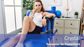  Presentation with rehabilitation - Slides featuring young-redhead-woman-lying background and a ocean colored foreground