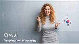 Presentation with korea flag - Amazing slide deck having young redhead woman over grey grunge wall holding flag of south korea screaming proud and celebrating victory and success very excited cheering emotion backdrop and a gray colored foreground