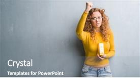  Presentation with grey - Beautiful PPT theme featuring young redhead woman over grey backdrop and a gray colored foreground