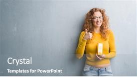  Presentation with grey - Slide deck having young redhead woman over grey background and a gray colored foreground