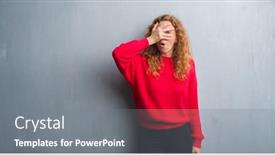  Presentation with red grey - Cool new presentation with young-redhead-woman-over-grey backdrop and a gray colored foreground