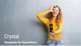  Presentation with grey - PPT layouts featuring young redhead woman over grey background and a gray colored foreground