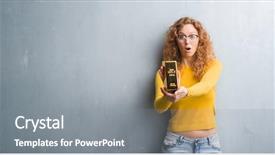  Presentation with grey - Colorful theme enhanced with young redhead woman over grey backdrop and a gray colored foreground