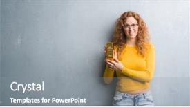  Presentation with woman praying over bible - Colorful slide deck enhanced with young redhead woman over grey backdrop and a gray colored foreground