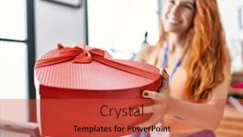  Presentation with confident - PPT layouts consisting of young-redhead-woman-smiling-confident background and a red colored foreground