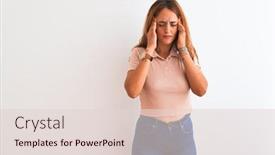  Presentation with migraine - Amazing presentation theme having young-redhead-woman-stading-over backdrop and a lemonade colored foreground