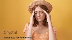  Presentation with stress - Presentation theme featuring young-redhead-woman-standing-over background and a coral colored foreground