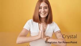  Presentation with forgiveness - Presentation having young-redhead-woman-standing-over background and a coral colored foreground