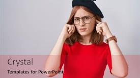  Presentation with noise - Theme enhanced with young-redhead-woman-standing-wearing background and a red colored foreground