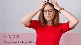  Presentation with migraine - Slides featuring young-redhead-woman-standing-wearing background and a red colored foreground