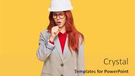  Presentation with health-care - PPT layouts with young-redhead-woman-wearing-architect background and a yellow colored foreground