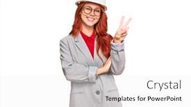  Presentation with young woman wearing boxer gloves - Slide deck featuring young-redhead-woman-wearing-architect background and a white colored foreground