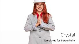  Presentation with forgiveness - Amazing presentation theme having young-redhead-woman-wearing-architect backdrop and a white colored foreground
