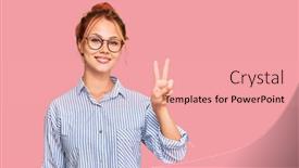  Presentation with young - Colorful slides enhanced with young-redhead-woman-wearing-casual backdrop and a coral colored foreground