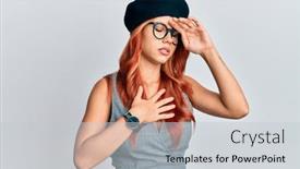  Presentation with flu virus - Theme having young-redhead-woman-wearing-fashion background and a light gray colored foreground