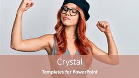  Presentation with look - PPT theme consisting of young-redhead-woman-wearing-fashion background and a coral colored foreground