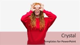  Presentation with sexy santa woman red - PPT theme featuring young redhead woman wearing red background and a  colored foreground