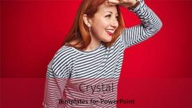  Presentation with navy - Beautiful theme featuring young-redhead-woman-wearing-strapes backdrop and a crimson colored foreground