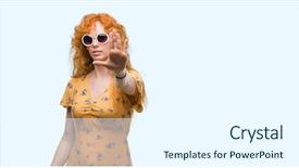  Presentation with intelligence and defense - PPT theme enhanced with young redhead woman wearing sumer background and a sky blue colored foreground