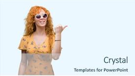  Presentation with lactation young woman breastfeeding - Slides with young redhead woman wearing sumer background and a sky blue colored foreground