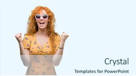  Presentation with emotion - Beautiful theme featuring young redhead woman wearing sumer backdrop and a sky blue colored foreground