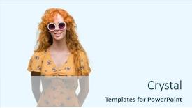  Presentation with standing out in the crowd - Presentation design featuring young redhead woman wearing sumer background and a white colored foreground