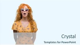  Presentation with fear - Presentation design consisting of young redhead woman wearing sumer background and a sky blue colored foreground