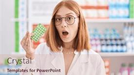  Presentation with control - Presentation theme with young-redhead-woman-working background and a  colored foreground