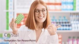  Presentation with control - Slides enhanced with young-redhead-woman-working background and a  colored foreground