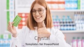  Presentation with control - Presentation design enhanced with young-redhead-woman-working background and a sky blue colored foreground