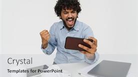  Presentation with indian - Slides consisting of young-rejoicing-indian-man-sitting background and a light gray colored foreground