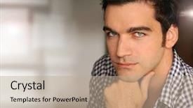  Presentation with good - Beautiful presentation featuring young relaxed good looking male backdrop and a coral colored foreground