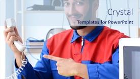  Presentation with broken relationship fixing a concept - Presentation with young-repairman-fixing-and-repairing background and a sky blue colored foreground