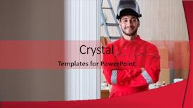  Presentation with micro electrode array - Slide deck featuring young repairman with a welding background and a red colored foreground