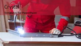  Presentation with micro electrode array - Cool new presentation with young repairman with a welding backdrop and a crimson colored foreground