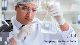  Presentation with water contamination - Audience pleasing presentation design consisting of young-researcher-scientist-doing backdrop and a sky blue colored foreground