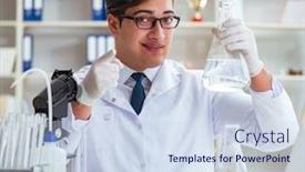  Presentation with water contamination - Amazing PPT layouts having young-researcher-scientist-doing backdrop and a sky blue colored foreground