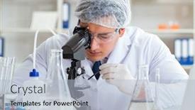  Presentation with water contamination - Cool new PPT theme with young-researcher-scientist-doing backdrop and a light blue colored foreground