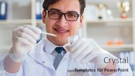  Presentation with water contamination - Colorful presentation theme enhanced with young-researcher-scientist-doing backdrop and a light blue colored foreground