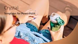  Presentation with plastic bottle - Amazing presentation theme having young-restful-female-tourist backdrop and a coral colored foreground