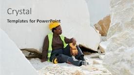  Presentation with work safety - Presentation theme enhanced with young-restful-female-worker background and a light gray colored foreground