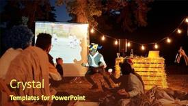  Presentation with broadcast - Beautiful presentation theme featuring young-restful-friends-having-beer backdrop and a tawny brown colored foreground
