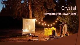  Presentation with movie screen - Beautiful presentation featuring young-restful-friends-having-drinks backdrop and a wine colored foreground