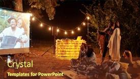  Presentation with pizza - Audience pleasing PPT theme consisting of young-restful-friends-having-pizza backdrop and a tawny brown colored foreground